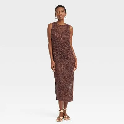 New - Women's Openwork Midi Tank Dress - A New Day
