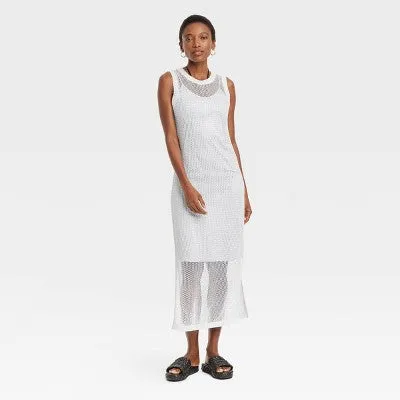 New - Women's Openwork Midi Tank Dress - A New Day