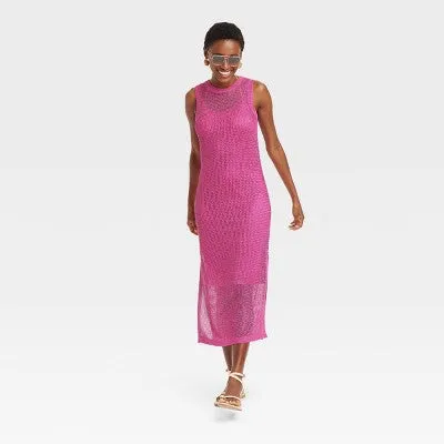 New - Women's Openwork Midi Tank Dress - A New Day