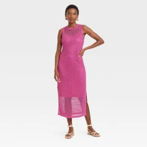 New - Women's Openwork Midi Tank Dress - A New Day