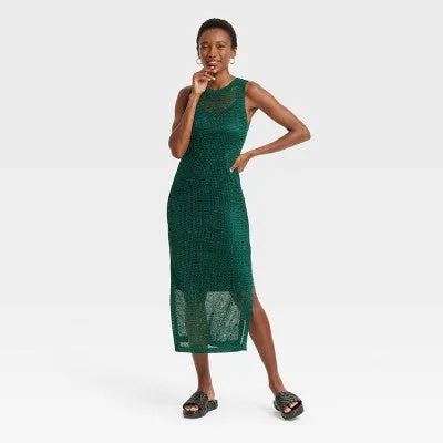 New - Women's Openwork Midi Tank Dress - A New Day
