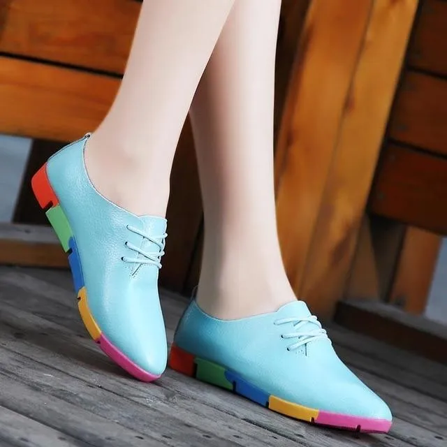 Newest Sneakers Women Shoes Plus Size Breathable Genuine Leather Ballet Flats Women Sneakers