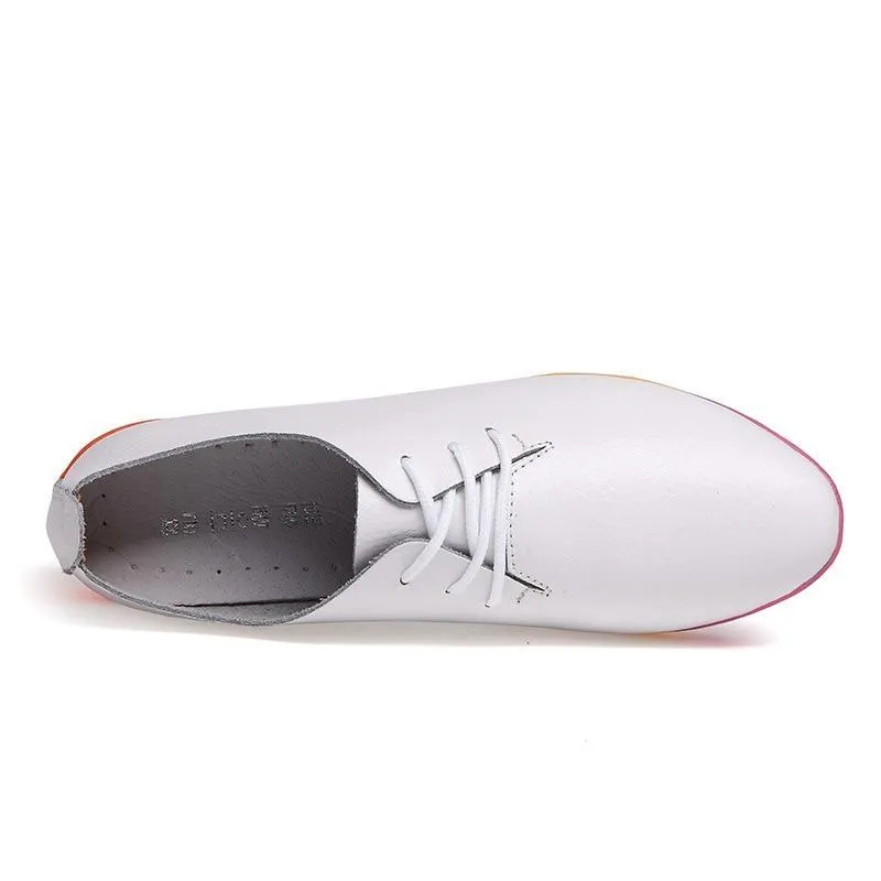 Newest Sneakers Women Shoes Plus Size Breathable Genuine Leather Ballet Flats Women Sneakers