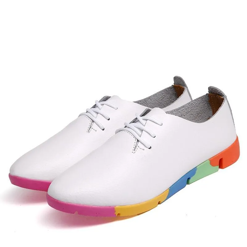 Newest Sneakers Women Shoes Plus Size Breathable Genuine Leather Ballet Flats Women Sneakers