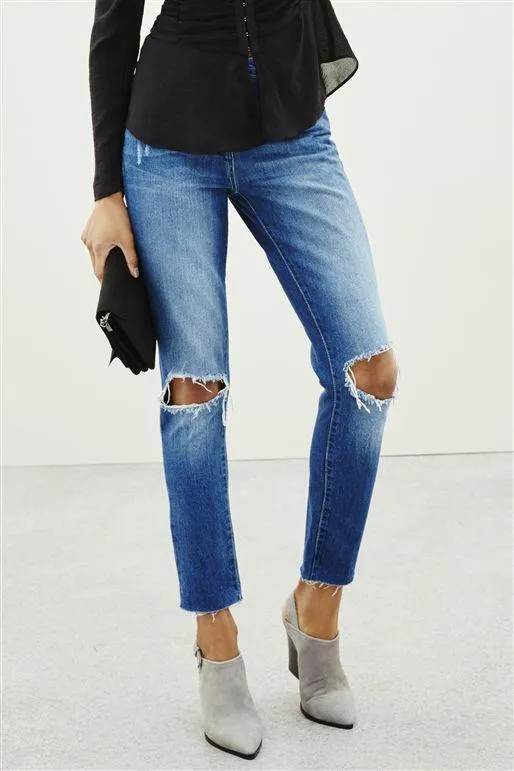 Next Womens Boyfriend Mid Blue Rip Jeans