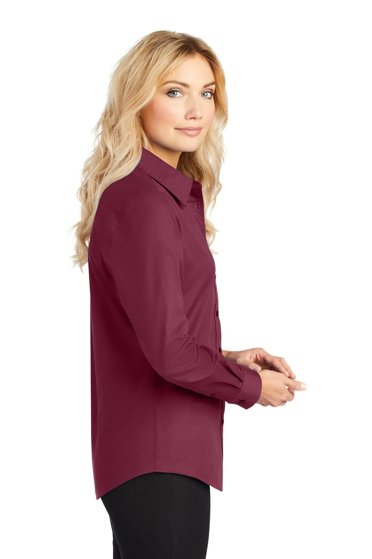 Port Authority Ladies Custom Easy Care Shirts, Burgundy/Light Stone