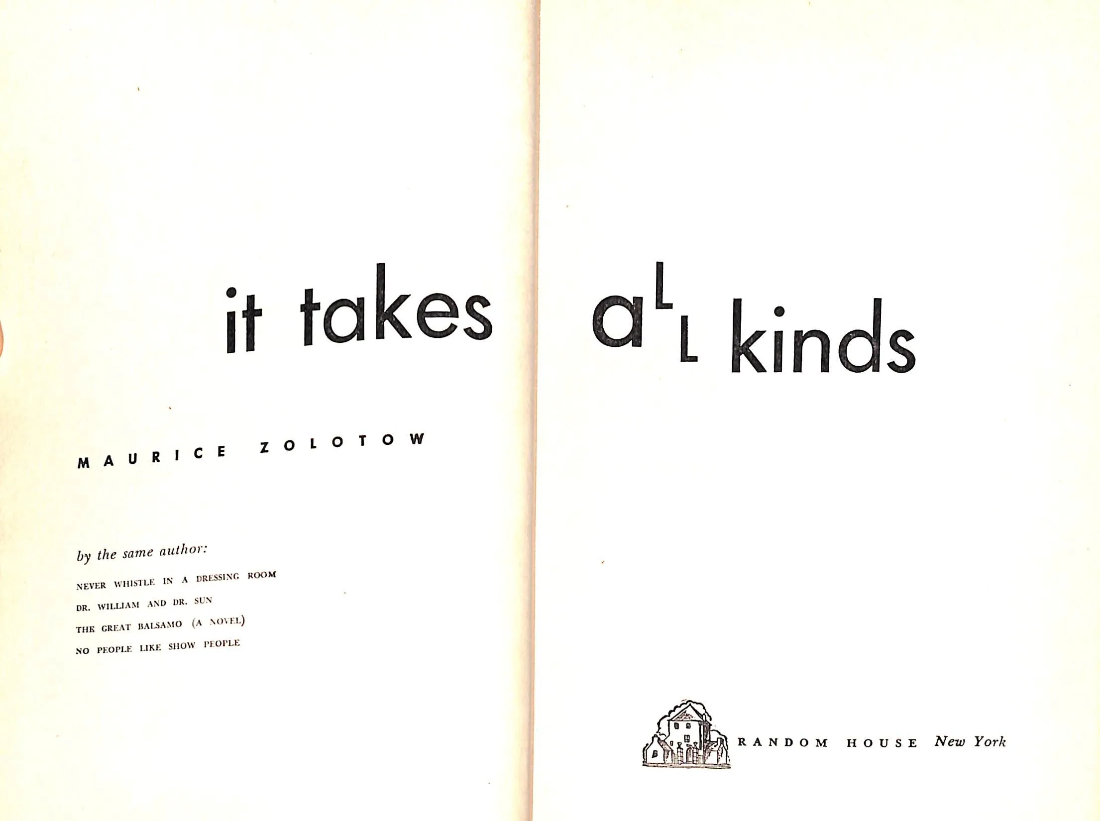 "It Takes All Kinds" 1952 ZOLOTOW, Maurice