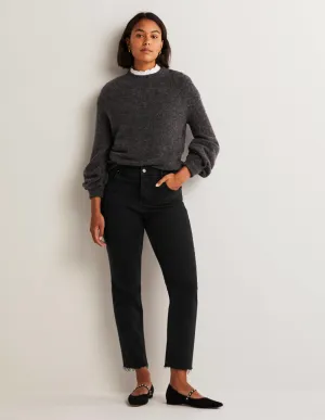 Relaxed Straight Jeans-Washed Black