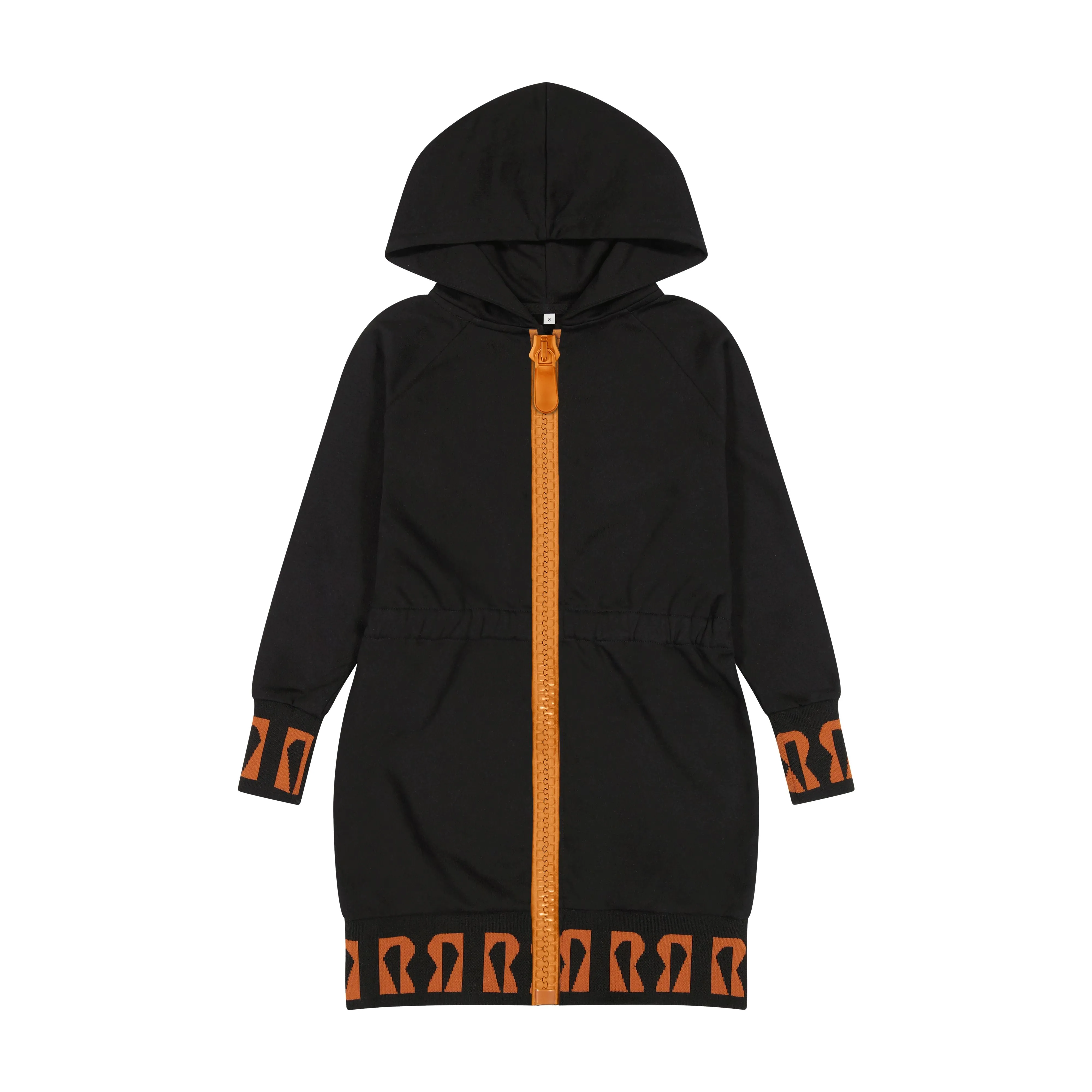 Retro Kid Hooded Dress with Oversized Zipper