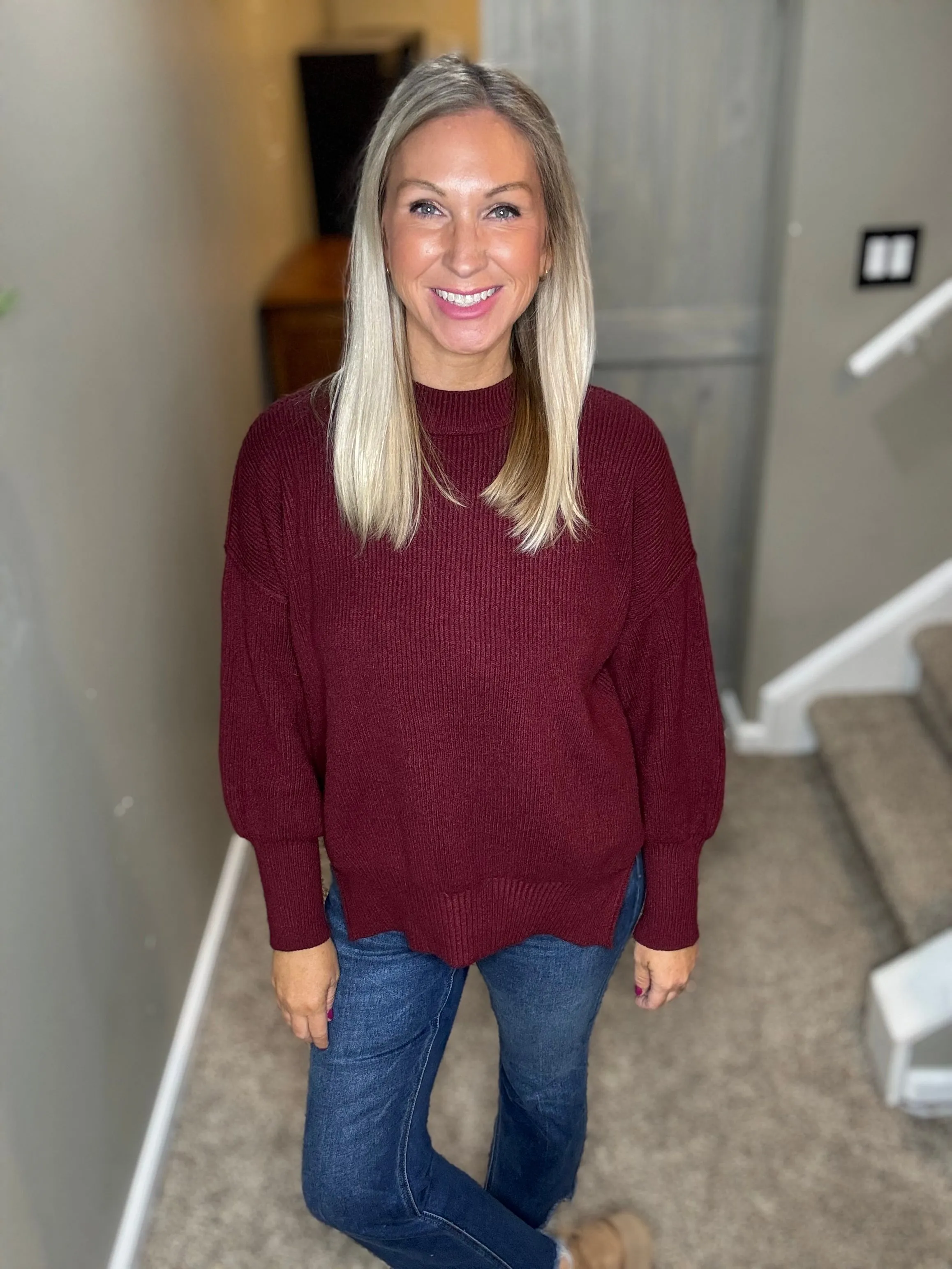 Ribbed Mock Neck Sweater