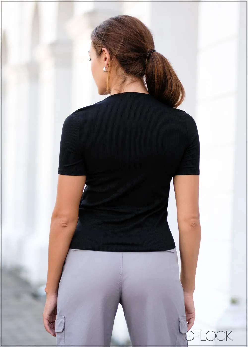 Short Sleeve Ribbed T-Shirt - 010124