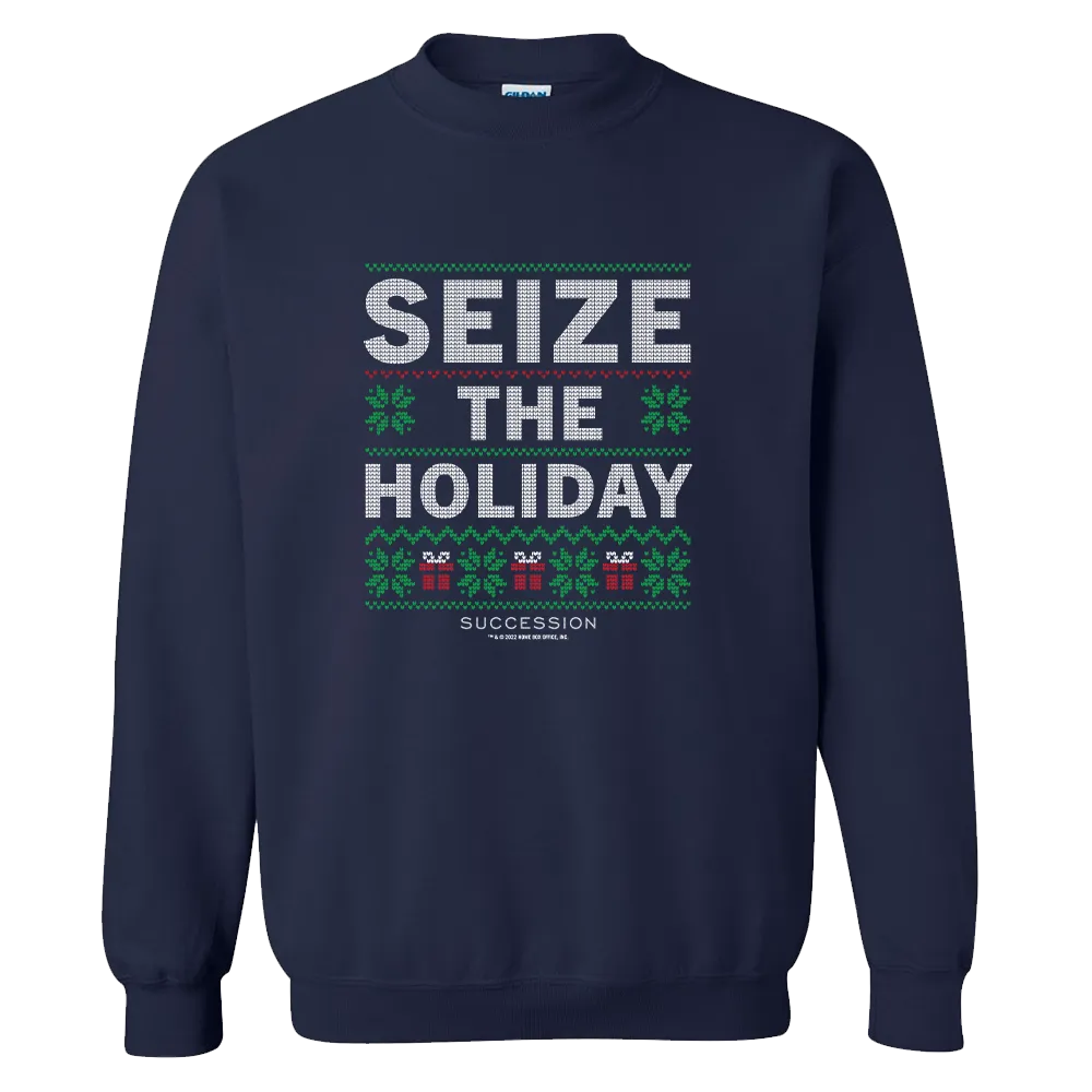 Succession Seize Ugly Holiday Fleece Crewneck Sweatshirt