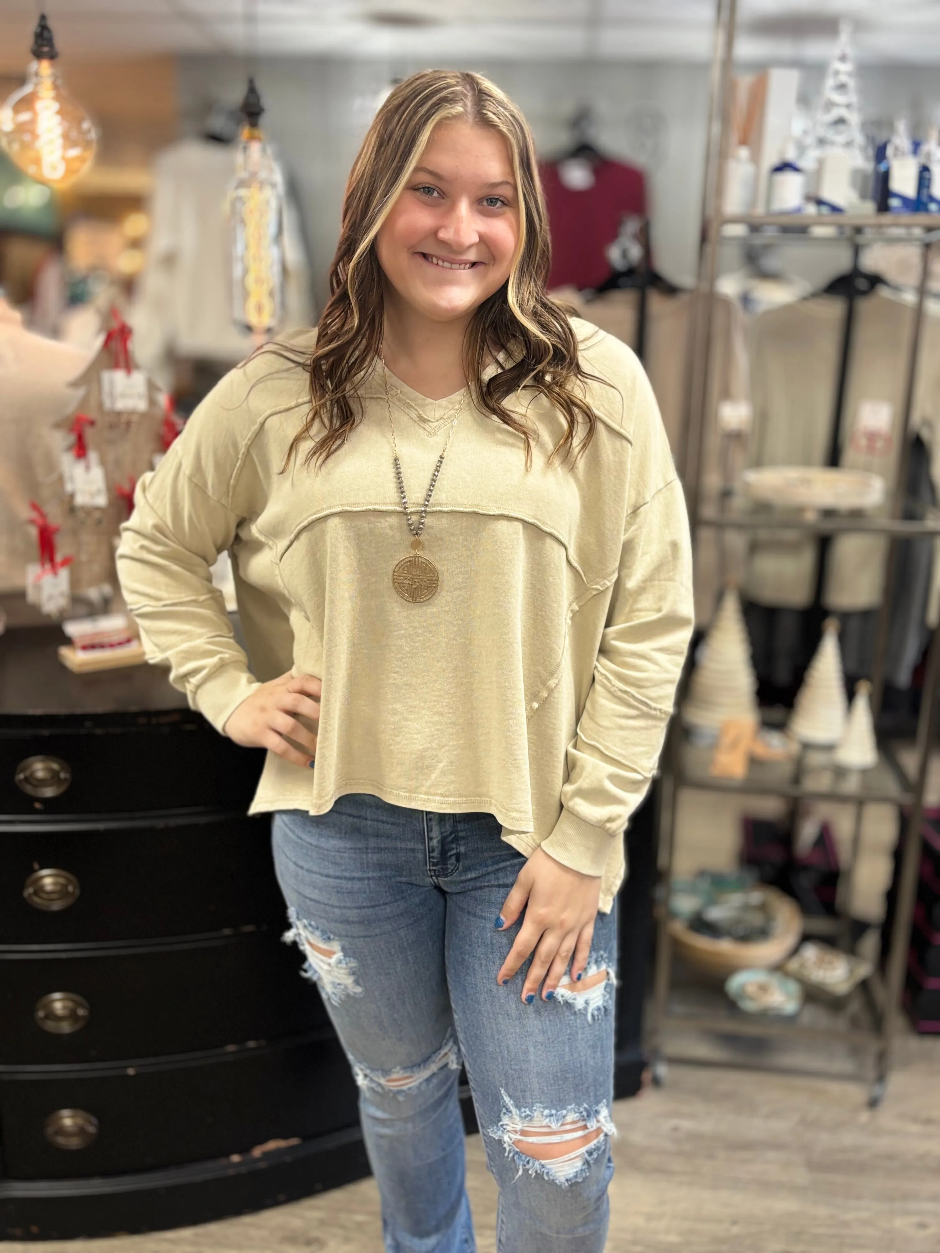 TerrI Mineral Wash V-neck Top