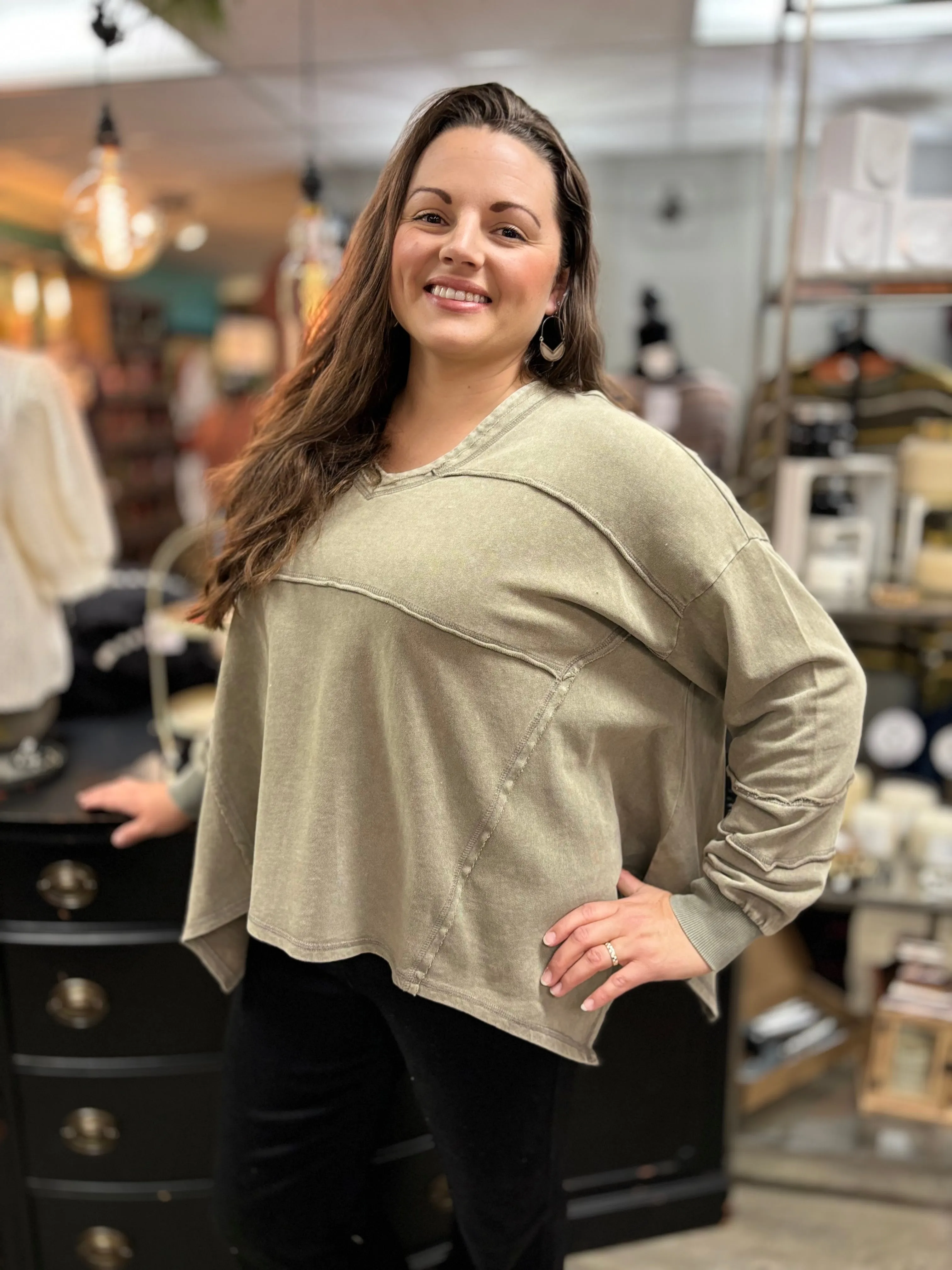 TerrI Mineral Wash V-neck Top