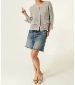 Tweedy Jacket w/ Crochet Trim #R13815