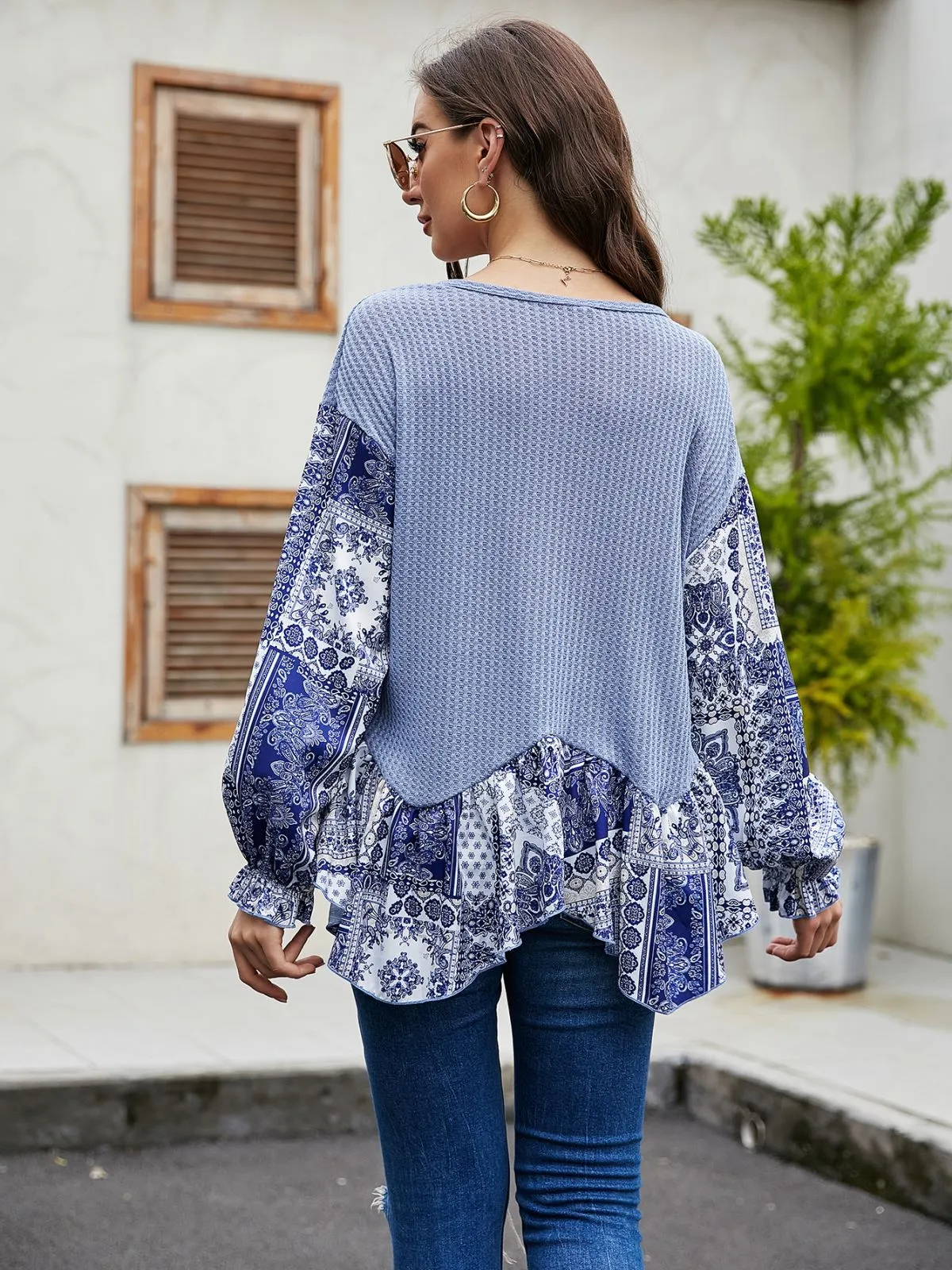 Two Tone Paisley Print Sweater