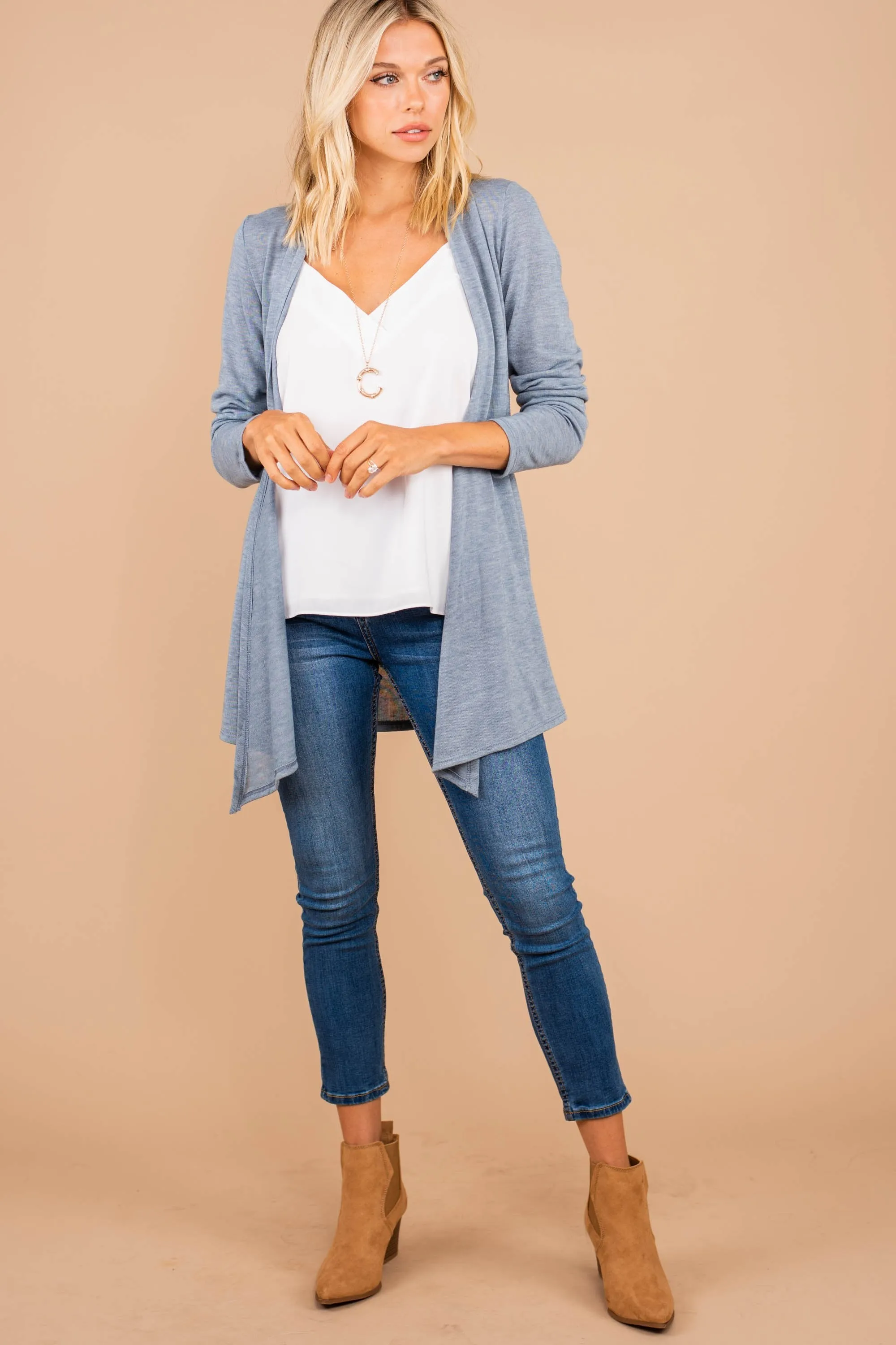 Undeniable Heather Blue Classic Cardigan