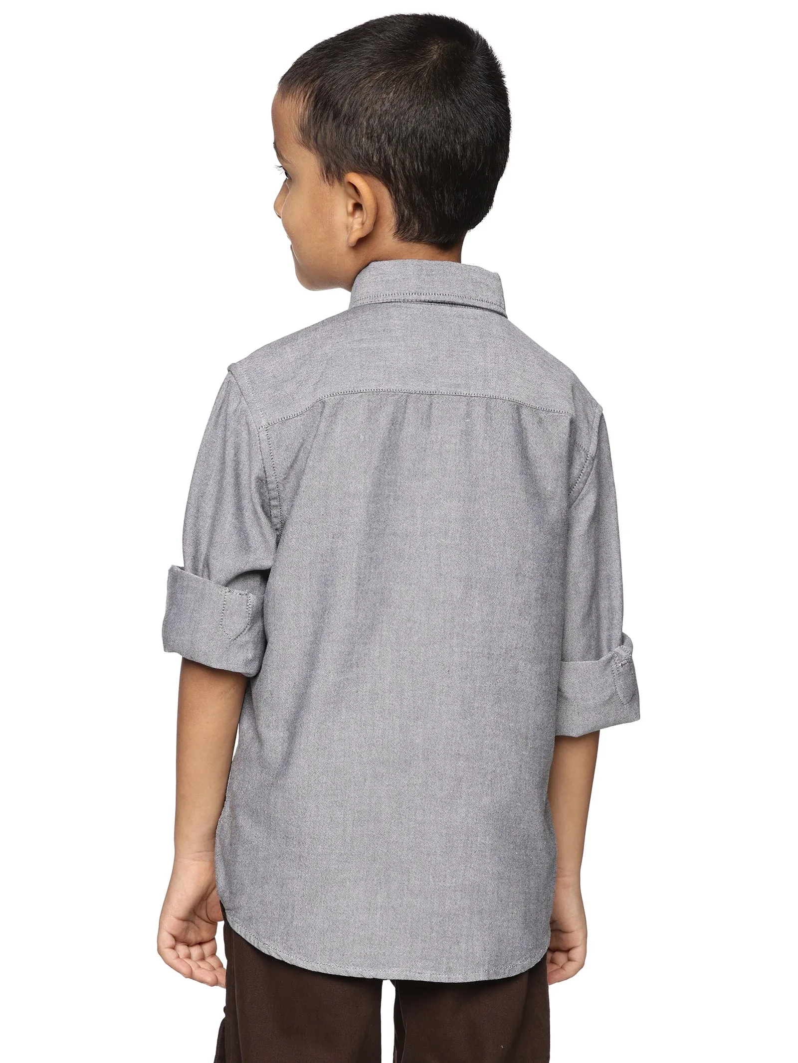 U.S. ELK Boys' and Men's Long Sleeve Button Down Dress Shirts- Grey