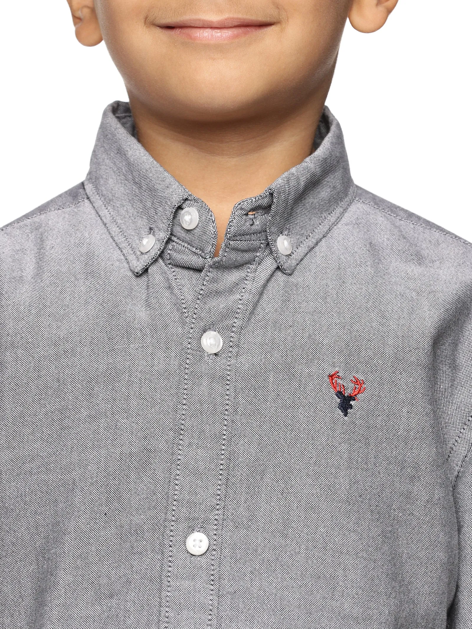 U.S. ELK Boys' and Men's Long Sleeve Button Down Dress Shirts- Grey