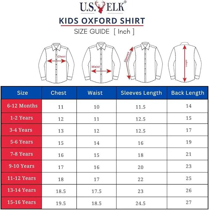 U.S. ELK Boys' and Men's Long Sleeve Button Down Dress Shirts- Grey