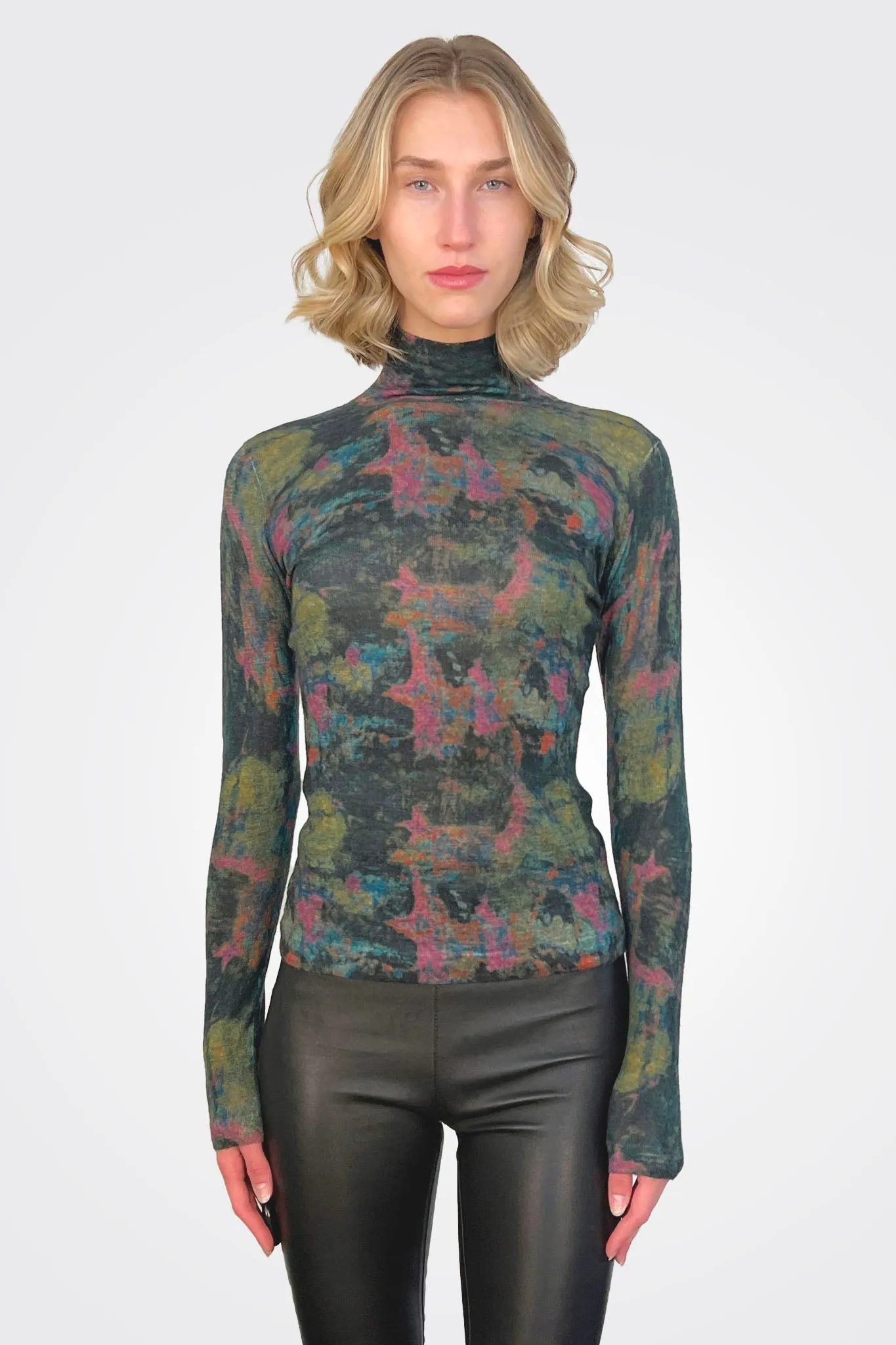 Watercolor Second Skin Sheer Top - Pickle Combo