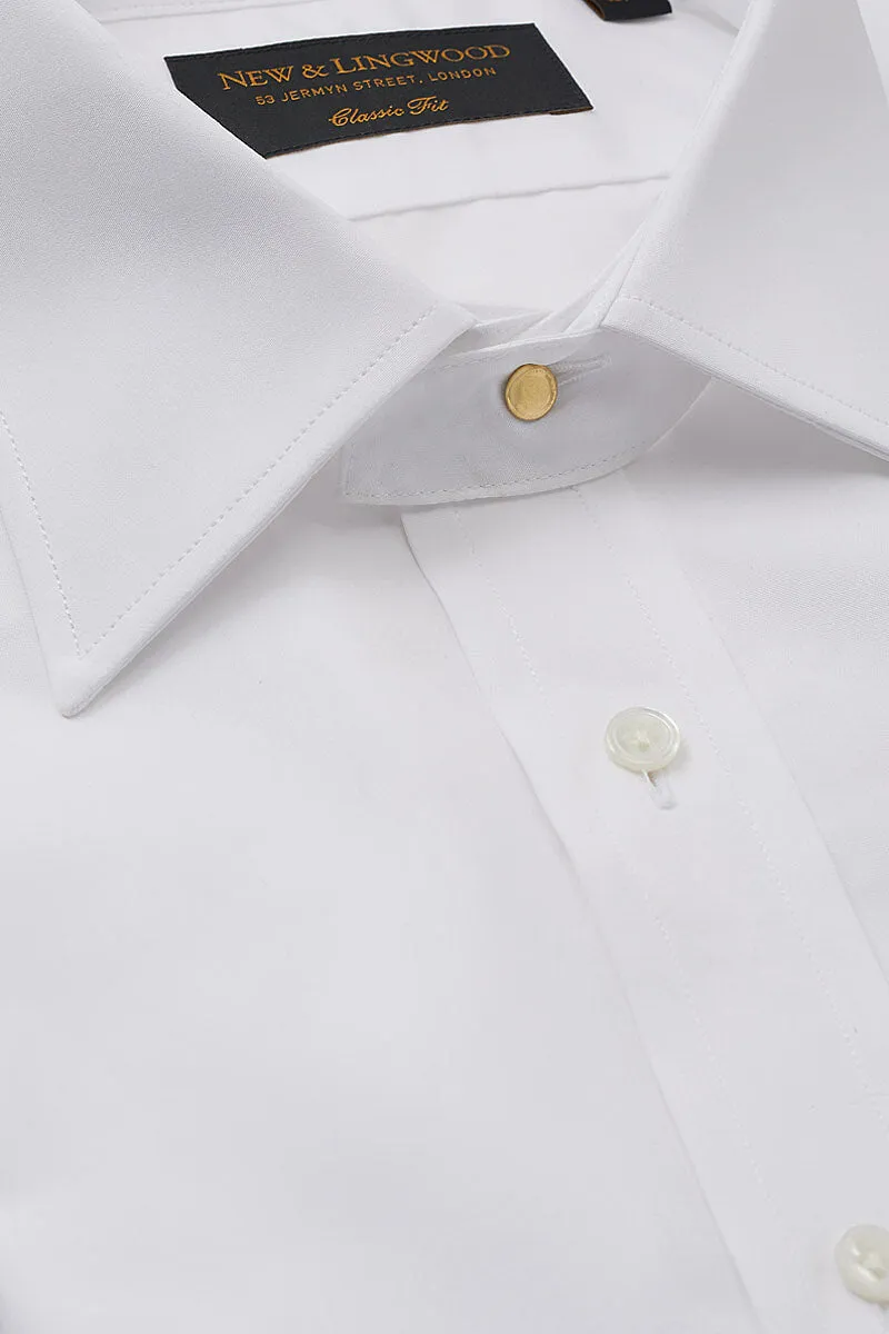 White Classic Fit Neckband Shirt