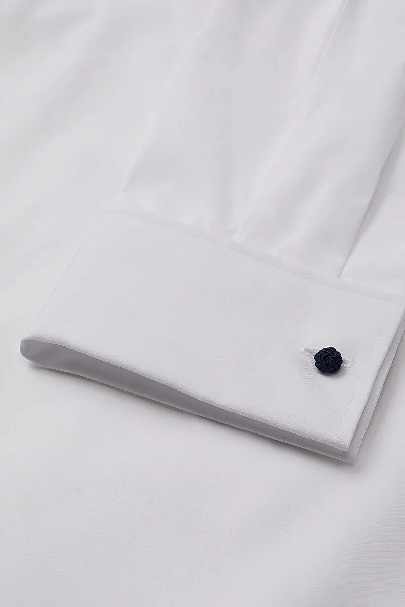 White Classic Fit Neckband Shirt