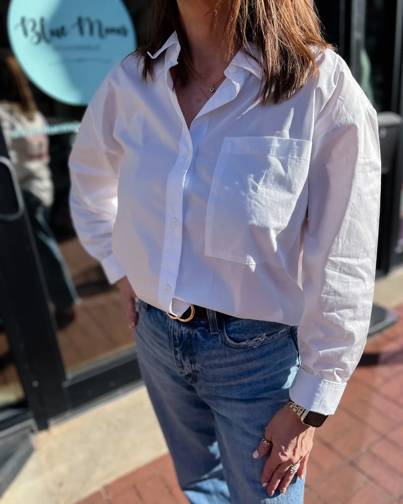 White UA Ripley Rope Blouse