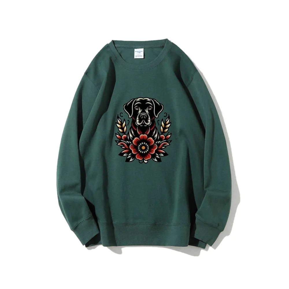 Women Floral Dog Graphic Sweatshirts