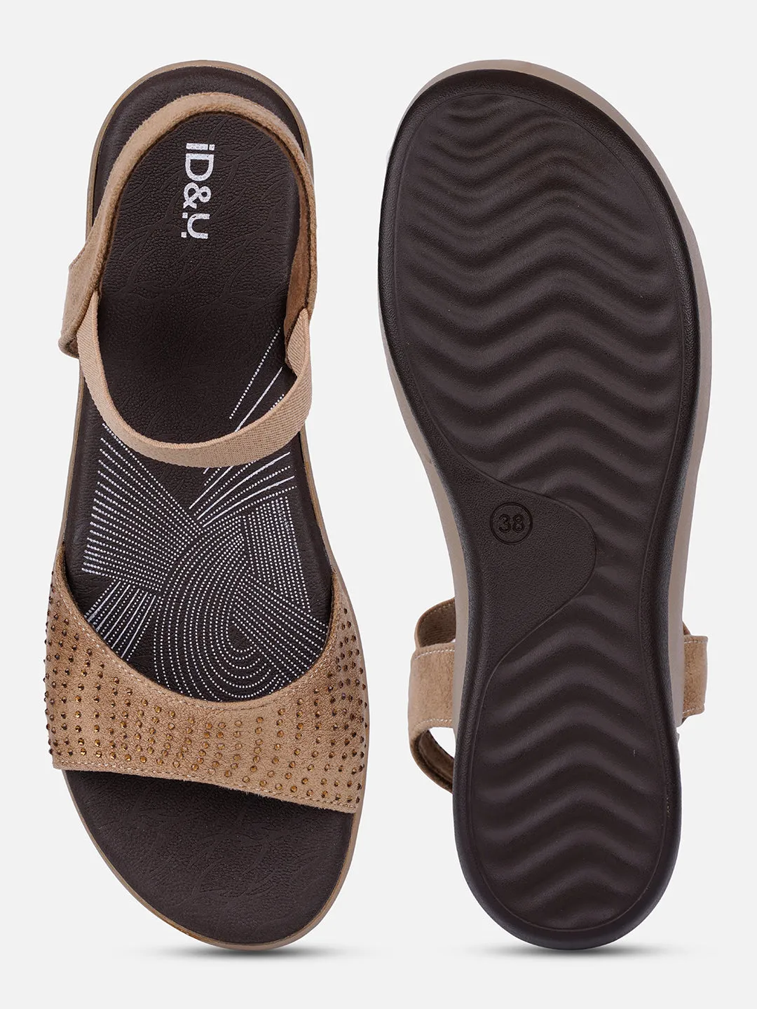 Women's Beige Slingback Strap Sandals (IU6001)