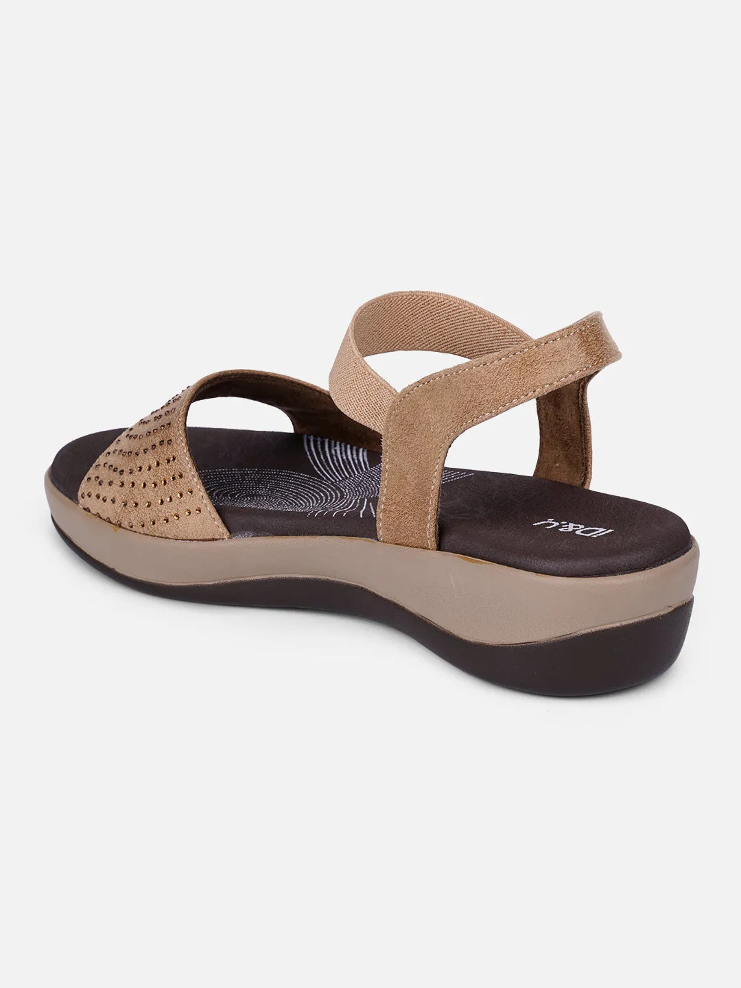 Women's Beige Slingback Strap Sandals (IU6001)
