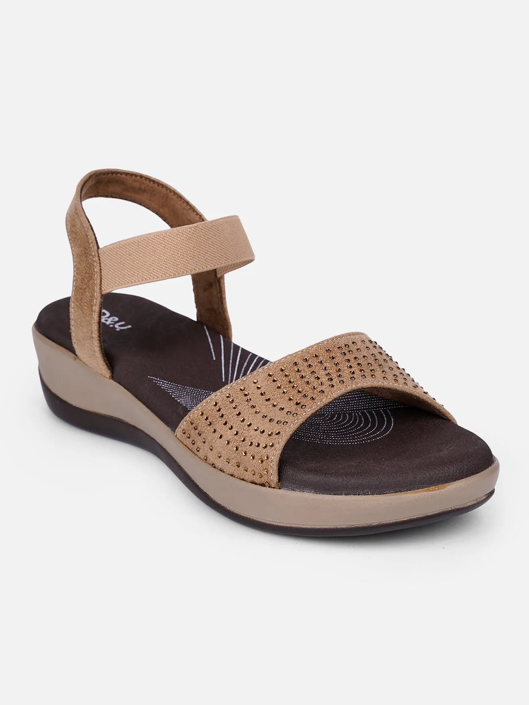 Women's Beige Slingback Strap Sandals (IU6001)