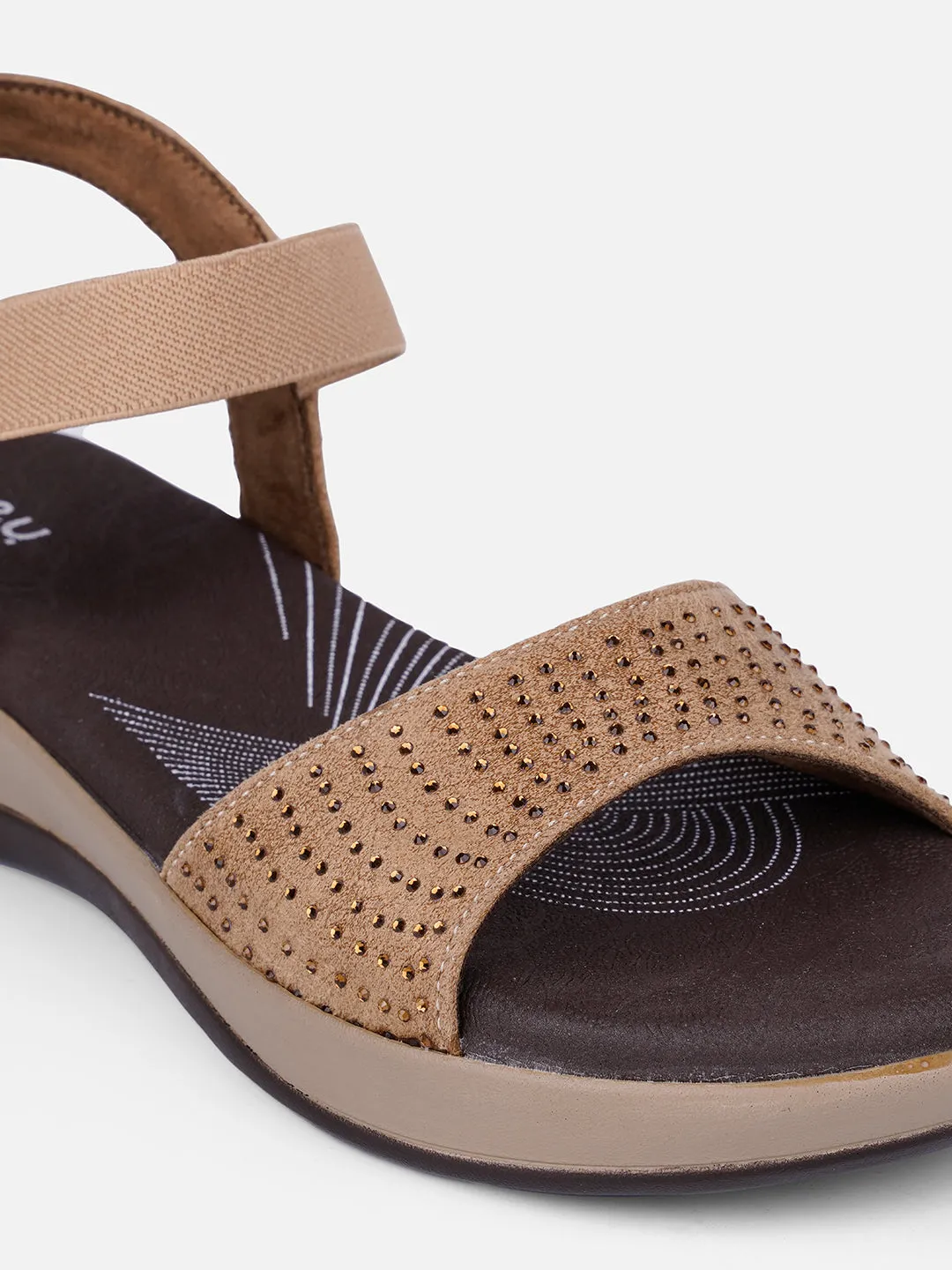 Women's Beige Slingback Strap Sandals (IU6001)