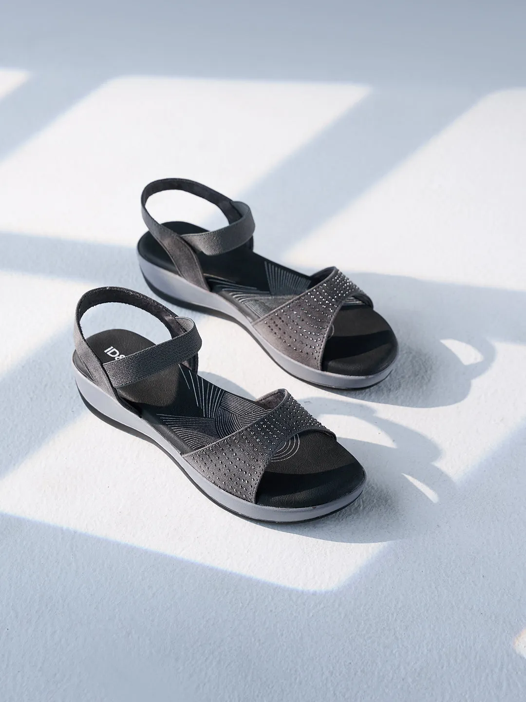 Women's Grey Slingback Strap Sandals (IU6001)