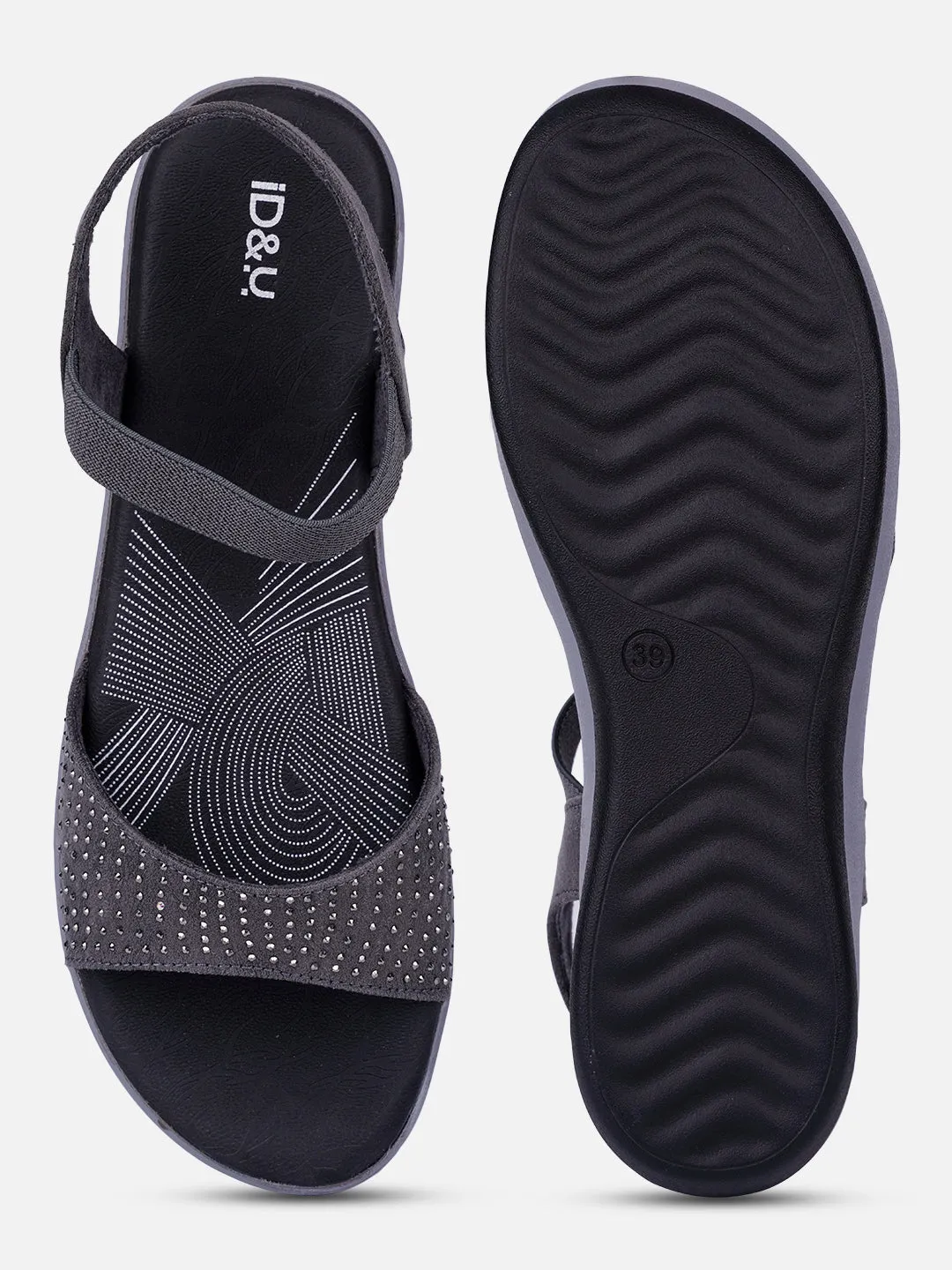 Women's Grey Slingback Strap Sandals (IU6001)