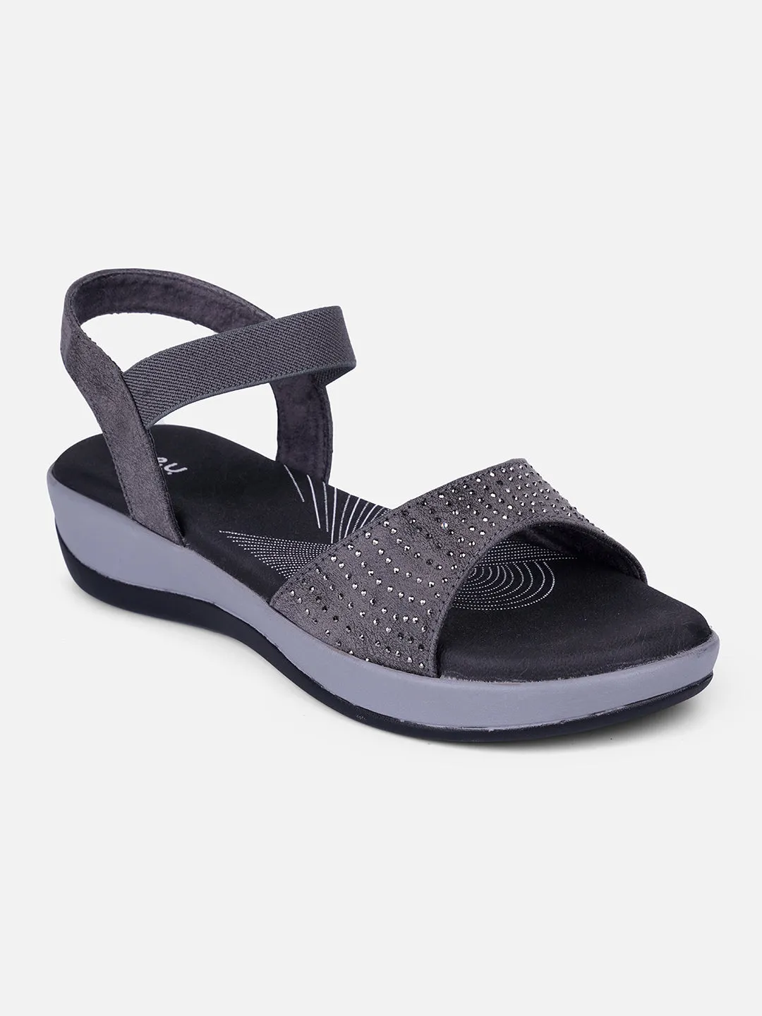 Women's Grey Slingback Strap Sandals (IU6001)