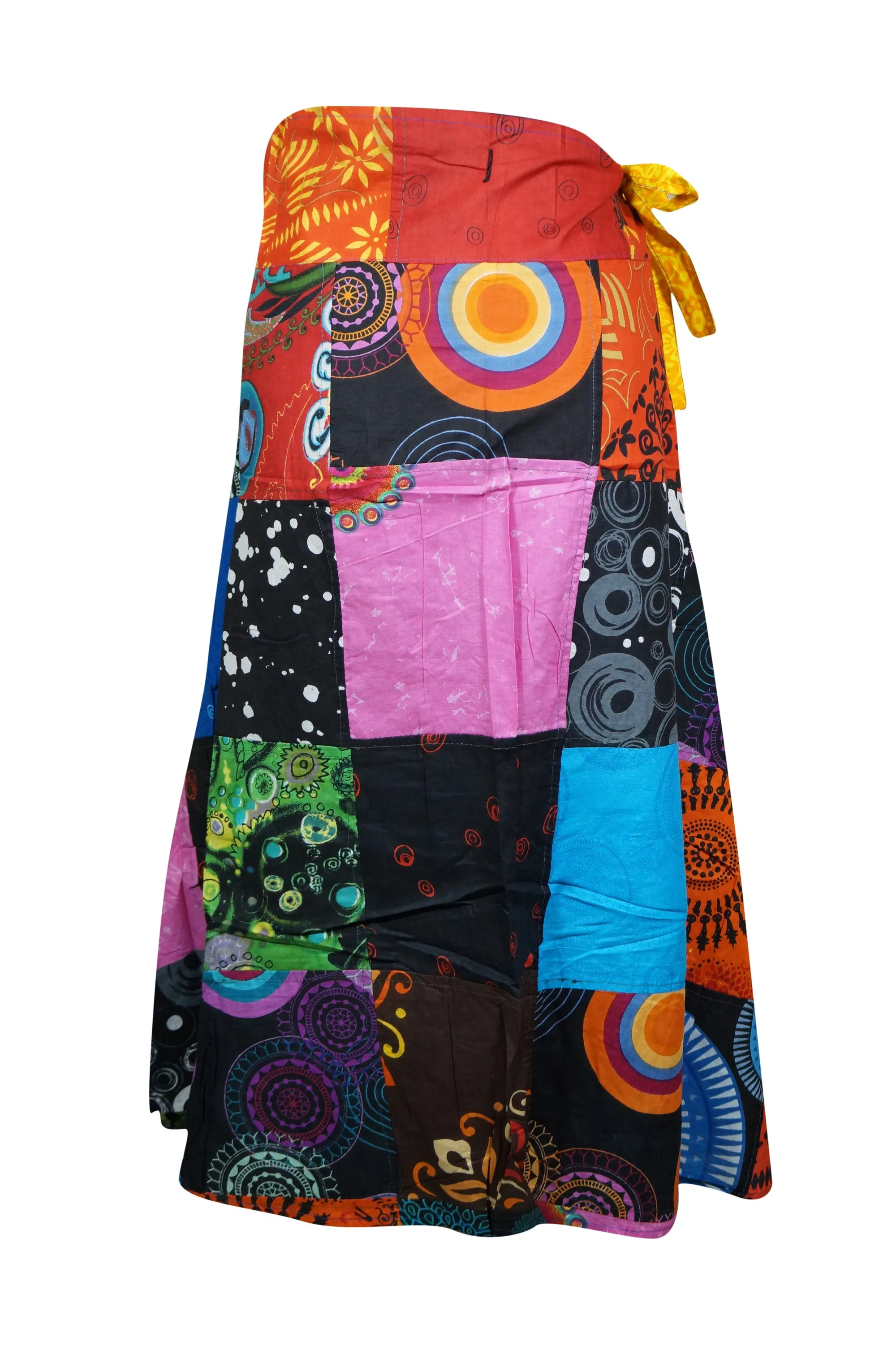 Womens Wrap Around Skirts Red Patchwork  Fashion One Size